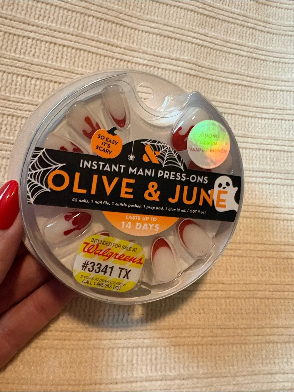 Olive & June Almond Red Vampire French Instant Mani Press-On Nails Halloween